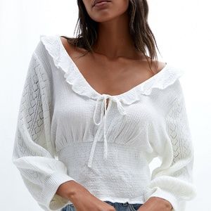 Free People Billie Sweater Top -Sweater -  Ivory Size XS NWT